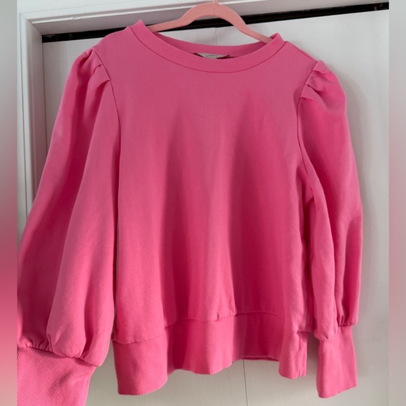 Loft pink pleated sleeve sweatshirt. Size XL crew neck. 💯 Cotton EUC - Picture 1 of 4